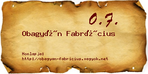 Obagyán Fabrícius névjegykártya